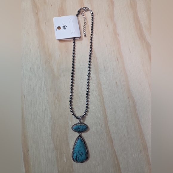 Jewelry - Turquoise Teardrop Pendant Necklace Southwestern Western Boho Jewelry NWT